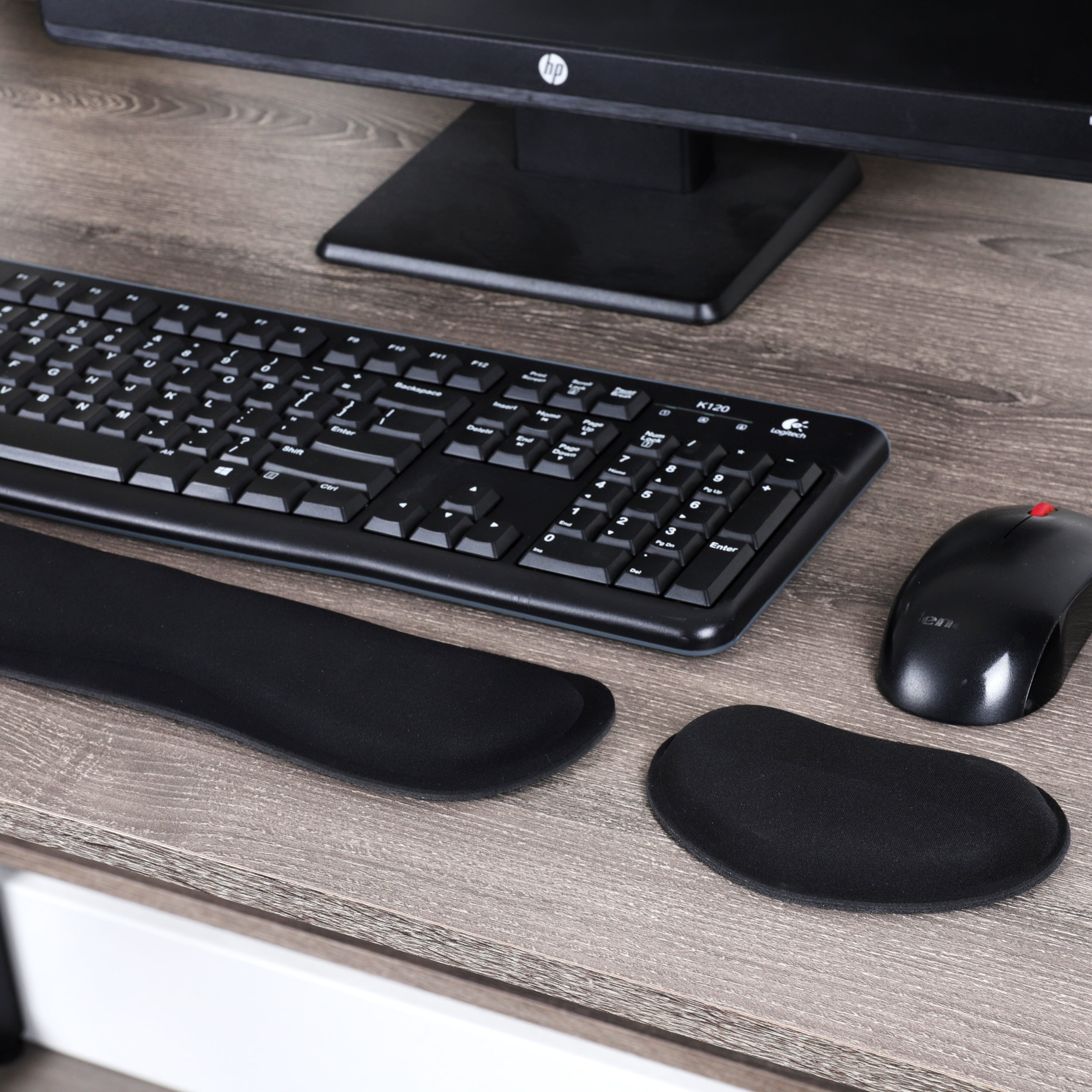 Mind Reader Ergonomic Keyboard and Mouse Wrist Rest Sets, Foam, 16.75 L x 3 W x 0.75 H, 6 Pcs, Black