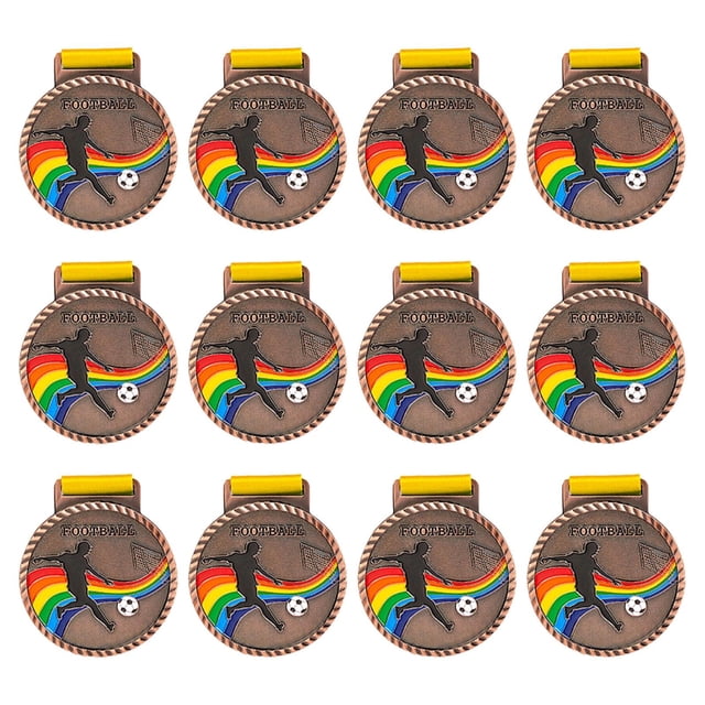 12 medallas de fútbol para premios para niños y adultos. Premios para juegos de fútbol. medalla de bronce