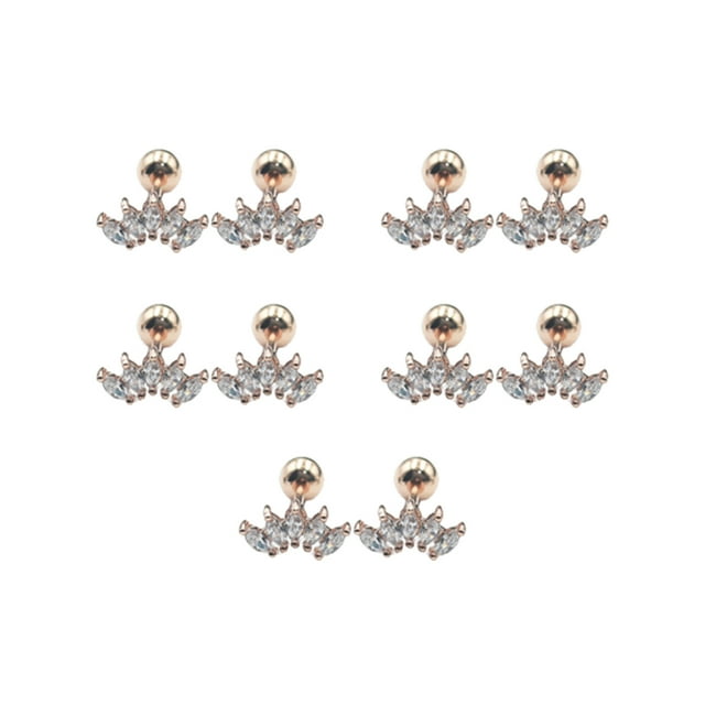 5 piezas de aretes de circón para niñas hermosas, accesorio de moda, aretes pequeños, regalo de festival, vestido femenino, adorno blanco S Ropa, zapatos y accesorios Miscelánea Oro rosa XS