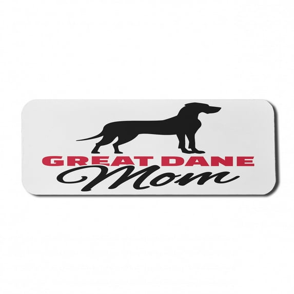 Dog Lover Computer Mouse Pad, Dane Mom Lettering with Simplistic Dog Silhouette, Rectangle Non-Slip Rubber Mousepad Large, 31" x 12" Gaming Size, Charcoal Grey Dark Pink, by Ambesonne