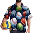 thumbnail image 4 of Baseball Men's Short Sleeve Poplin Shirt, Casual Button Down Shirts, Printed Summer Beach Shirt, Unisex Casual Button Down Top, 4 of 6