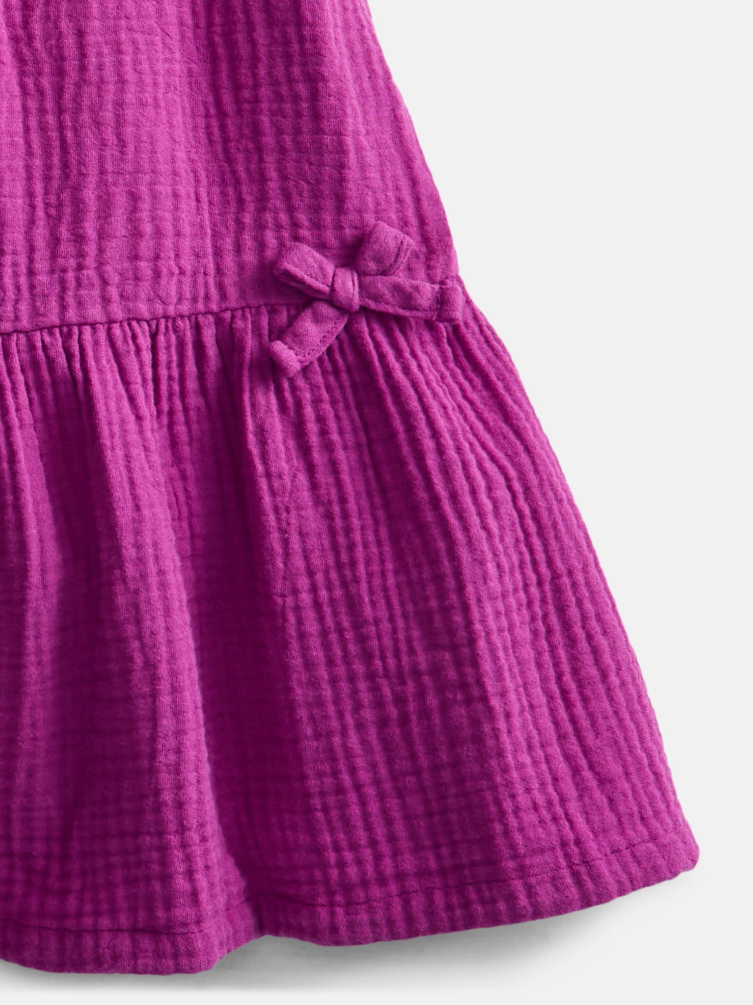Wonder Nation Toddler Girls' Embroidered Cotton Play Dress with Short Puff Sleeves, Sizes 12M-5T