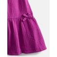 thumbnail image 3 of Wonder Nation Toddler Girls' Embroidered Cotton Play Dress with Short Puff Sleeves, Sizes 12M-5T, 3 of 3