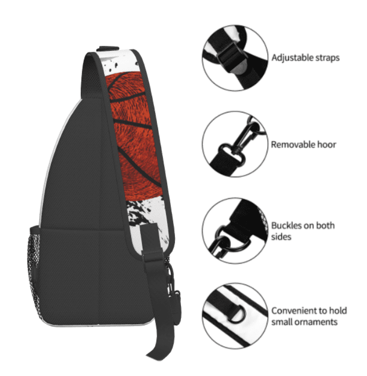 Stevemary abstract basketball Sling Bag Crossbody Chest Daypack Lightweight Canvas Backpack Shoulder Bag For Adult Travel Hiking For Camping Sport, 15.3x7.5x3.5 inch