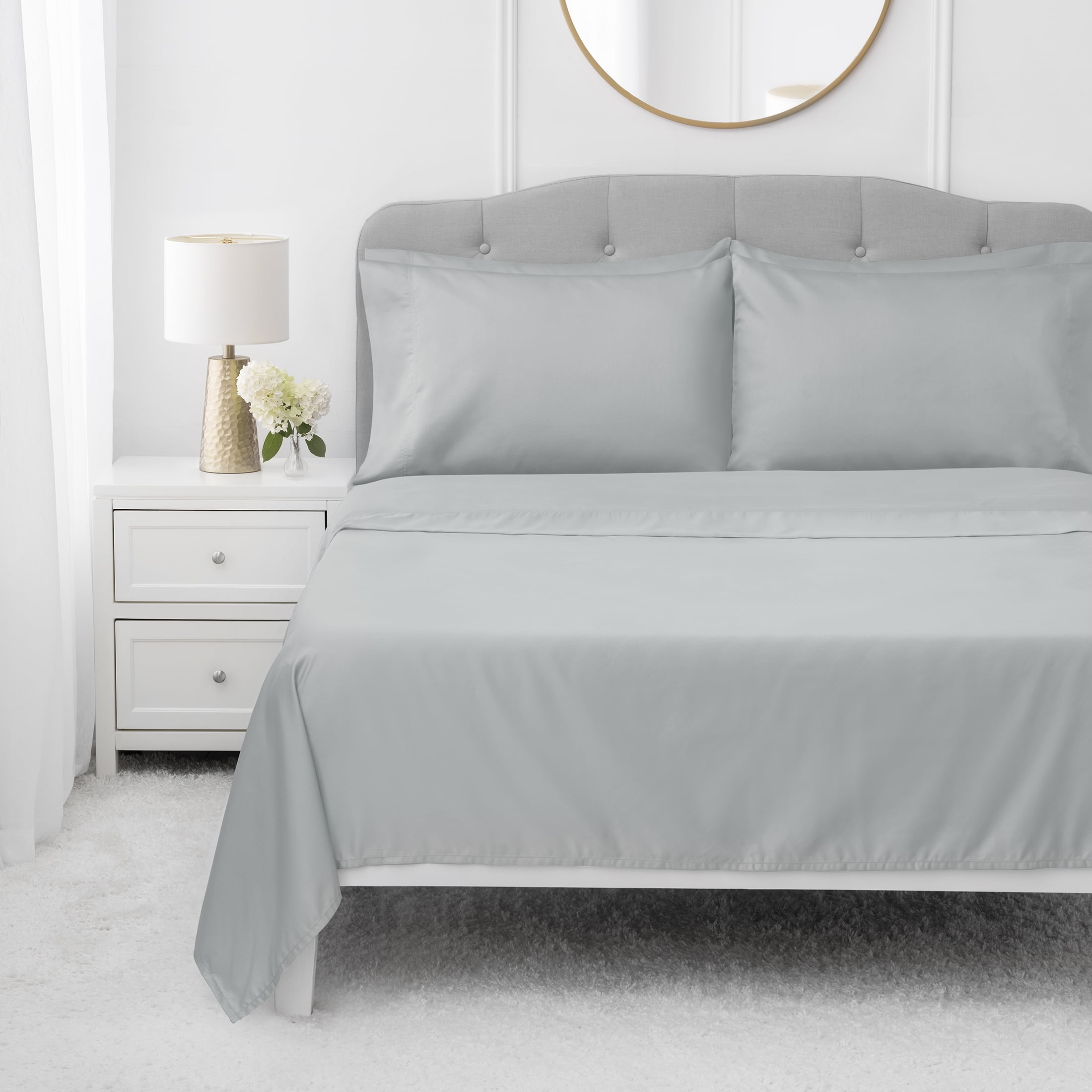 Hotel Style 1000 Tread Count Soft Silver Egyptian Cotton Luxury Bed Sheet Set, Queen