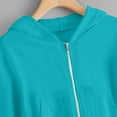 thumbnail image 4 of Scyoekwg Spring Fall Jackets for Women Zipper Drawstring Hooded Short Sweatshirt Jackets Loose Solid Color Fashion Casual Long Sleeve Coats (Sky Blue,XXXXL), 4 of 4