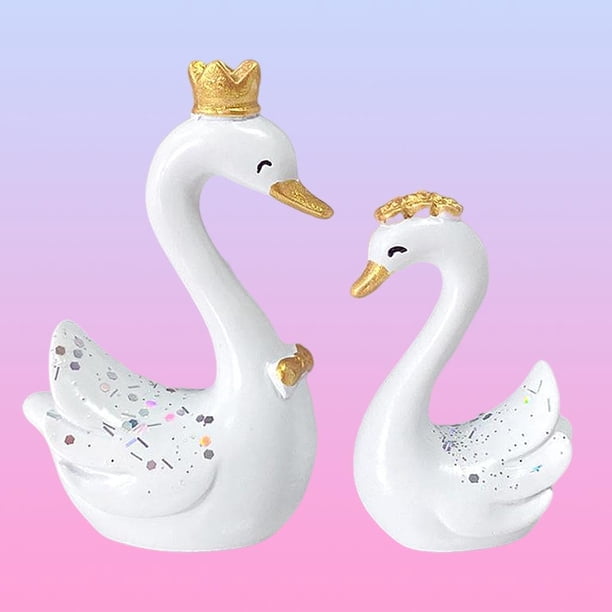 Estatua de Cisne de Resina 3D Colco Estatuilla de piezaza Escultura de Amal Pintada Hogar Jardín Escritorio Pastel blanco Estatua decorativa de figuras