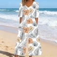 thumbnail image 2 of Riecok Boho Overalls for Women Short Sleeve V Neck One Piece Rompers Casual Vacation Jumpsuits with Pockets, 2 of 5