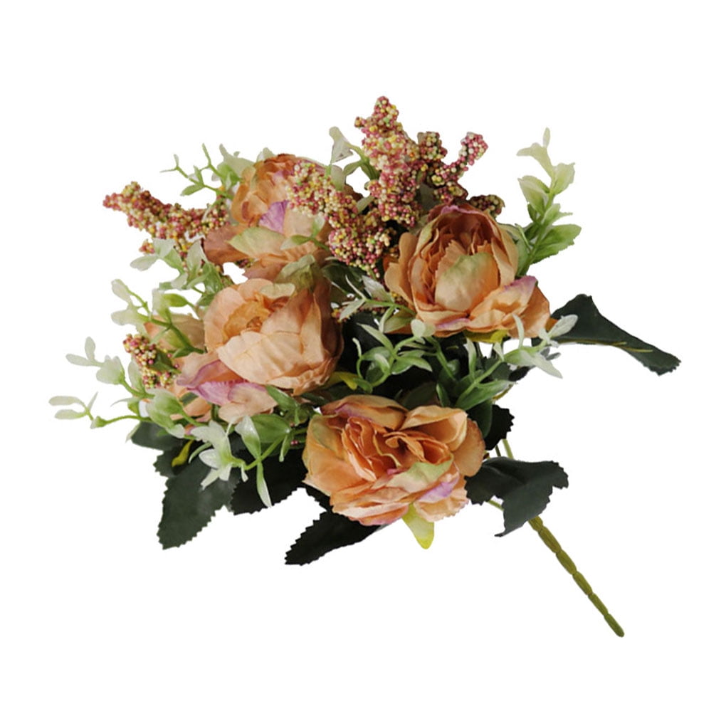 Worallymy 5-head Artificial Peony Flower Bouquet ...