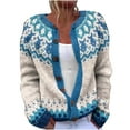 thumbnail image 2 of GUZOM Sweaters Womens Warm Acrylic Knit Cardigan - Vintage Fair Isle White, Plus Size S-5XL, Cozy Layering for Fall Winter, Casual with Wooden Buttons,Size 2XL, 2 of 4
