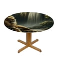thumbnail image 3 of WYYP Lion Resting on near Waterfall Outdoor Picnic Camping and Indoor Kitchen Dining Party 100% Polyester Fiber Tablecloth White, 3 of 8