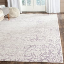 SAFAVIEH Passion Madrid Faded Damask Area Rug, Lavender/Ivory, 6'7" x 6'7" Square