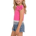 thumbnail image 4 of Zpanxa Girl Outfits Sets Girls Big Bow Sleeveless Crop Top and Floral Denim Shorts Set 2 Piece Outfit, 4 of 9