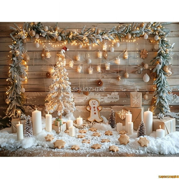 Merry Christmas Day Sce New Year Photography Backdrop Props Winter Fireplace Living Room Gift Holiday Photo Background RS-10
