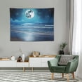thumbnail image 2 of ONETECH  Ocean Tapestry for Wall Decor,Full Moon Blue Sea Beach Tapestries,Starry Night Sky Wall Hanging Blanket for Bedroom Living Room Dorm Party Decorations, 2 of 7