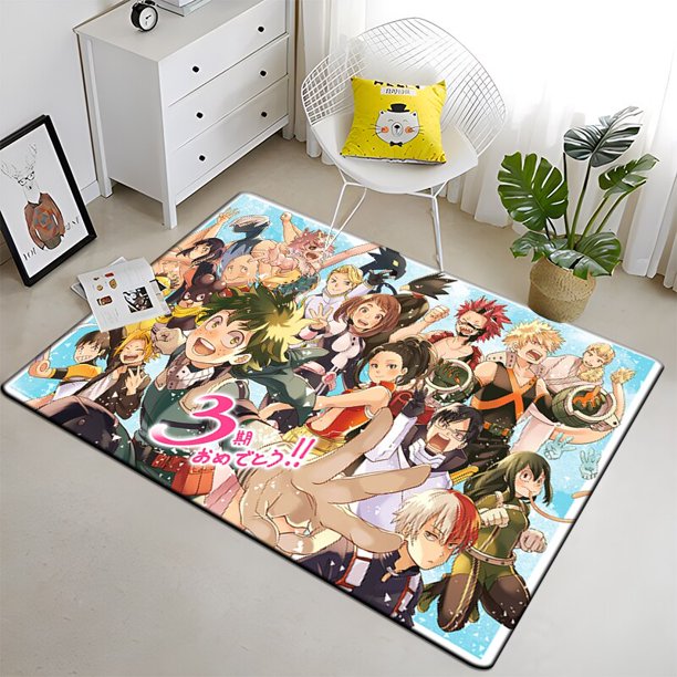 Hermosa alfombra de pintura negra Anime My Hero para sala de estar, área grande, decoración suave para el hogar, alfombra de Picnic bohemia1480x120cm (31x47 pulgadas)80x120cm (31x47 pulgadas) zhangyuxiang unisex