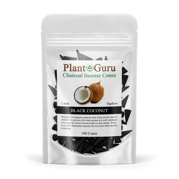 Black Coconut Charcoal Incense Cones 1" TOPFLOW - 100 Pack - Natural Scented Cones Handmade Hand Dipped