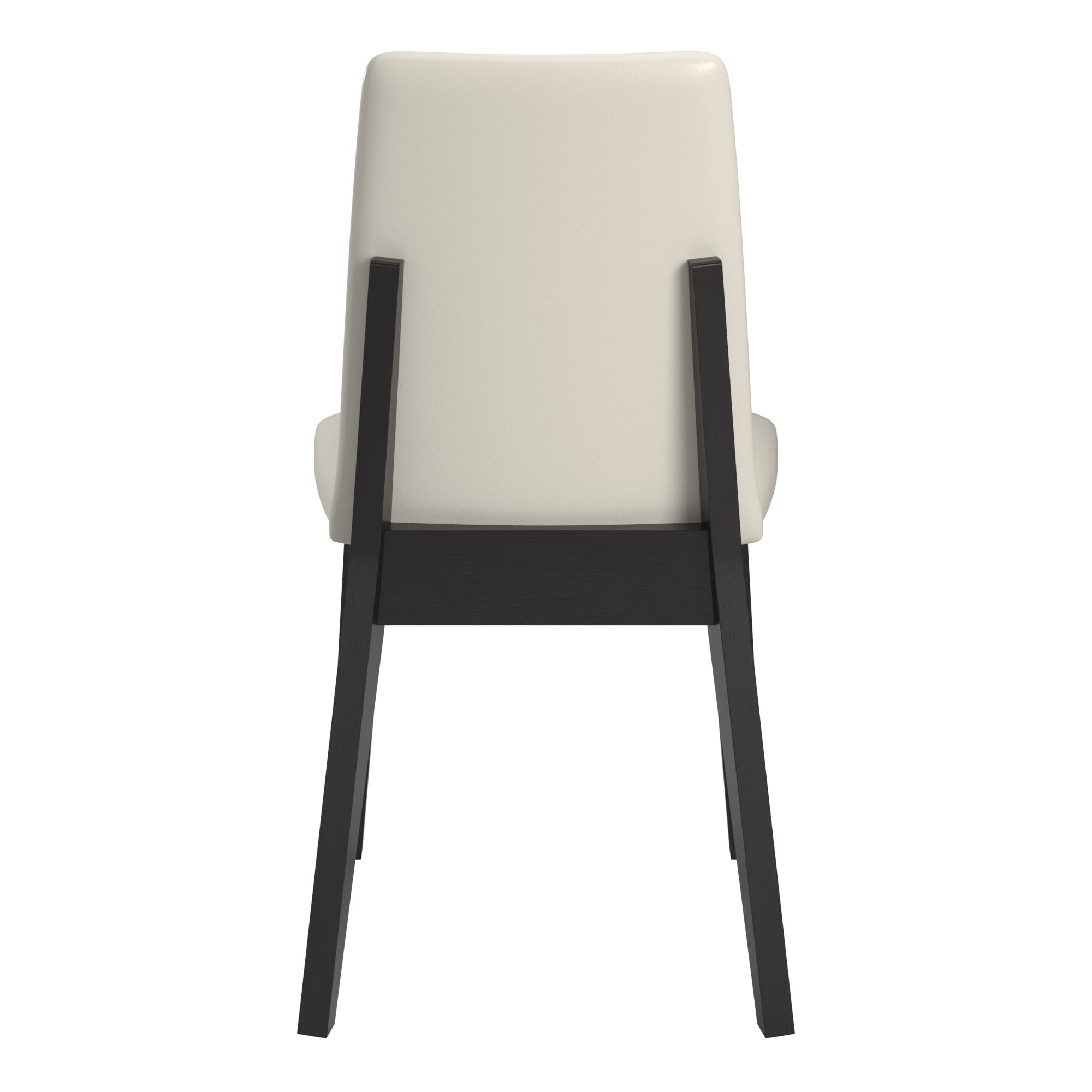 Weston Home Alta Wood Finish White Vegan Leather Dining Chair, Set of 2, Black Oak