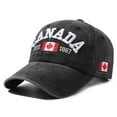 thumbnail image 2 of GDREDA Womens Sun Hat Canada Baseball Cap Canada Day Embroidered Maple Leaf Flag Adjustable Hat，Black, 2 of 8