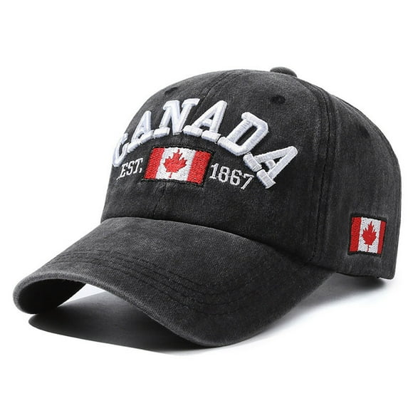 LILELIS Canada Baseball Cap Canada Day Embroidered Maple Leaf Flag Adjustable Hat Black One Size