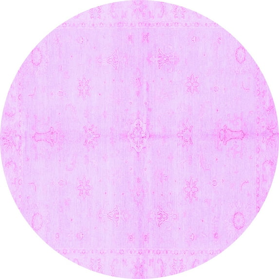 Ahgly Company Indoor Round Abstract Purple Modern Area Rugs, 6' Round