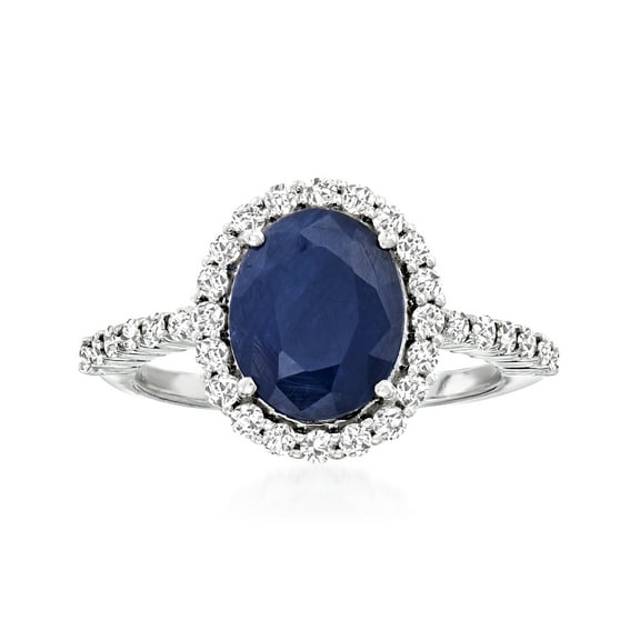 Ross-Simons 3.30 Carat Sapphire and .56 ct. t.w. Diamond Ring in 14kt White Gold, Women's, Adult