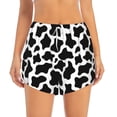thumbnail image 2 of Rateoe Cow Print Black White Printed 2 in 1 Women's Workout Shorts for Athletic Gym Running Shorts with Phone Pockets-Small, 2 of 7