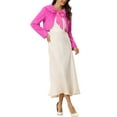 thumbnail image 2 of INSPIRE CHIC Women's Faux Fur Bolero Shrug Crop Jacket Evening Bow Tie Front Fluffy Coat M Hot Pink, 2 of 6
