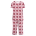 thumbnail image 4 of uublik Capri Pajamas for Women Set Short Sleeve Top and Pants Two Piece Pjs Sets Sleepwear Pink, 4 of 6