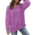 thumbnail image 2 of Rosvigor Vintage Sweatshirts for Women Loose Washed Shirts Side Split Long Sleeve Fashion Women Tops, 2 of 6