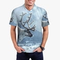 thumbnail image 4 of Yiaed Winter Reindeer In Snowy MountainsPrint Men's Short Sleeve Polo Shirt,Golf Polo for Men Three-Button Golf Shirt Athletic Casual Collared T-Shirt- X-Large, 4 of 6