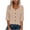 Khaki, variant on Women's Crew Neck 3/4 Sleeve Button Down Blouse Casual Solid Loose Fit Summer Top Gray XXL