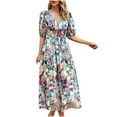 thumbnail image 1 of Mefallenssiah Women'S Temperament Commuting Printing V-Neck Dress, 1 of 2