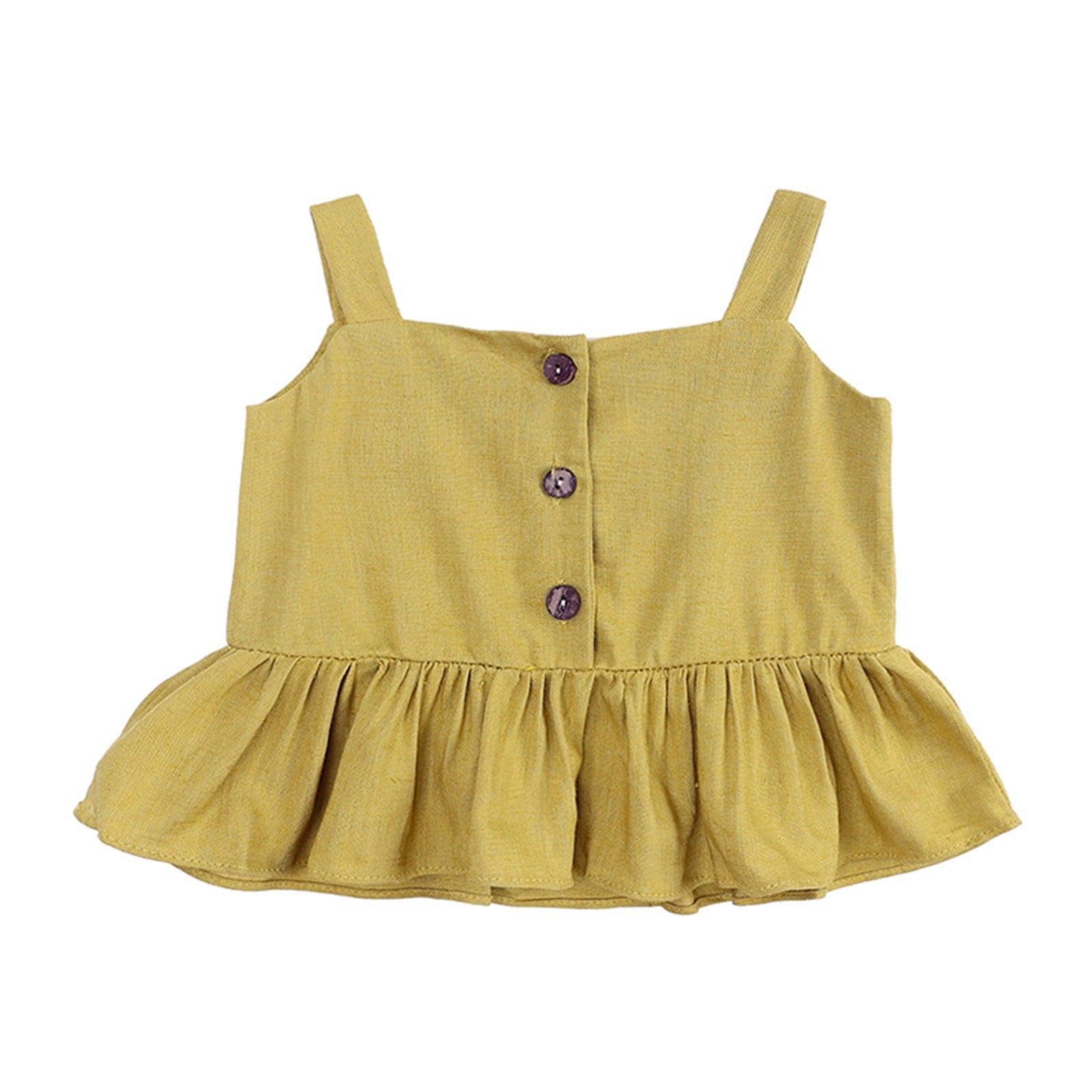 Cotton And Linen Baby Girls Summer Top Four Corner Ruffled Shorts Girls Two Baby Clothes