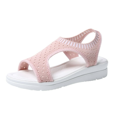

HGWXX7 Women Ladies Breathable Comfort Hollow Out Casual Wedges Cloth Shoes Sandals Elasticated Open Toe Casual Sports Sandals Fall Shoes