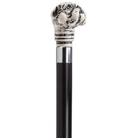 Walking Cane Scrimshaw Bulldog Bulb handle Black stain shaft Walking Stick