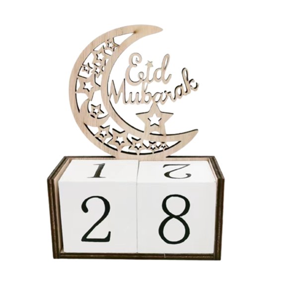 Sorrowso Wood Eid Mubarak Countdown Calendar Ornament Ramadan Wooden Crafts