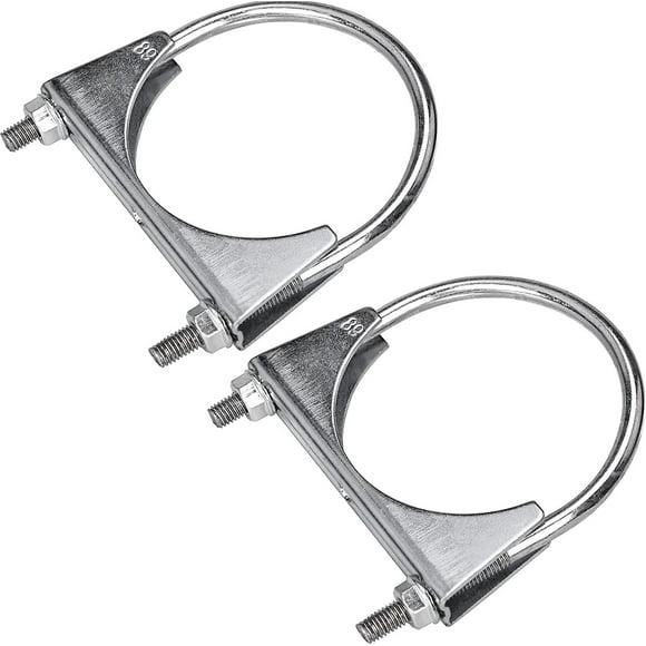 2pcs Exhaust Pipe Clamps, 89mm U Bolt Clamp Universal Exhaust Pipe Clamps For Pipe Fittings, Antenna Mount, Hose Clamp
