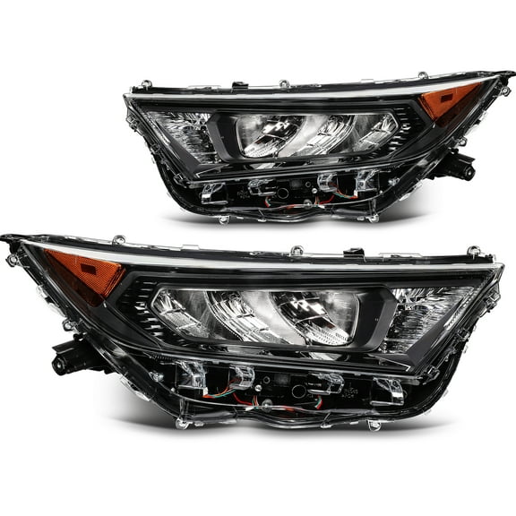 ECCPP Headlight Assembly Fit 2019-2021 for Toyota RAV4 Black Housing Clear Lens Pair Headlights TO2502275