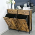 thumbnail image 3 of TLSUNNY Double Tilt Trash Cabinet, 20 Gallon Hidden Garbage Holder with Storage Drawer for Home, 3 of 12