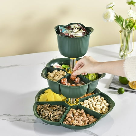 

RKSTN Veggies Platter with Colander Plastic Rotatable Multi-lLayer Grids for Party Serving Appetizers Relish Fruit Snack Dessert Kitchen Storage Lightning Deals of Today on Clearance