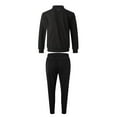 thumbnail image 4 of Jinhomg Men's Waffle Tracksuits Big and Tall Casual Solid Long Sleeve Full Zipper Jackets with Sweatpants 2 Piece 2025 Spring Jogging Suits Black XXXL, 4 of 5