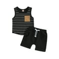 thumbnail image 2 of Musuos Baby Boys Summer Shorts Set,0-4 Years Sleeveless Pocket Striped Tank Top with Elastic Waist Shorts Toddler Casual Outfit, 2 of 9