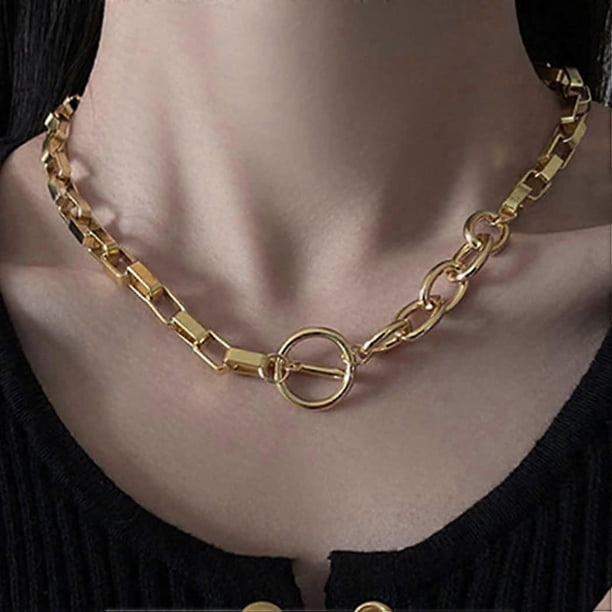 Paper Clip Choker Necklace Silver Necklace Chain T-O Necklaces Jewelry for Women and Teen Girl, 135