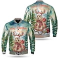thumbnail image 3 of Merry Christmas Santa Reindeer Antlers Cocker Spaniel Sleigh Xmas Winter Holiday All Over Print 3D Baseball Jacket Cockers Dog Lover Gifts Bomber Jacket Softball - 00023, 3 of 6