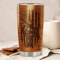 thumbnail image 2 of Personalized Hunting Tumbler Wood Style American Flag Design Insulated Cup with Lid Custom Name Tumblers Hunter Lovers Gift for Best Friends Christmas Father, 2 of 6