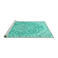 thumbnail image 2 of Ahgly Company Machine Washable Indoor Round Medallion Turquoise Blue Traditional Area Rugs, 4' Round, 2 of 4