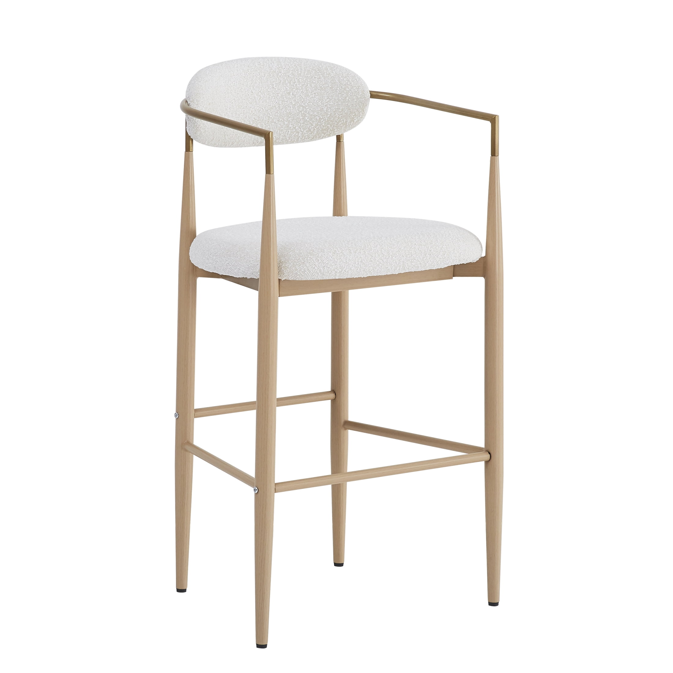 Christopher Knight Home 29.75" Modern Counter Height Bar Stools, Boucle Upholstery, Iron Frame, Sandy Beige, Set of 2