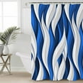 thumbnail image 4 of Shower Curtain, Abstracts Twists Lines Waterproof Shower Curtain Set with Hooks for Bathroom Showers,Stalls and Bathtubs,60x72In Blue White Gradients Striped, 4 of 8