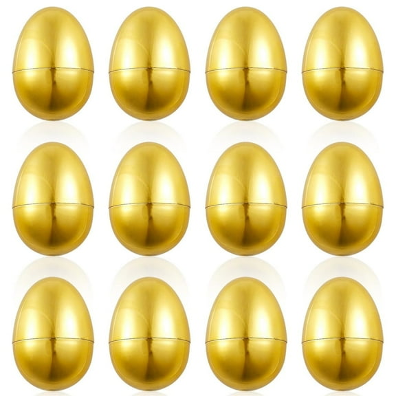 Large Golden Easter Eggs,Shiny Metallic Gold Egg,Raffle Toy Eggs,Easter Ornaments for Tree,Empty Fillable Plastic Eggs,Basket Stuffers Fillers,for Easter Party Company Activities 12 Pcs